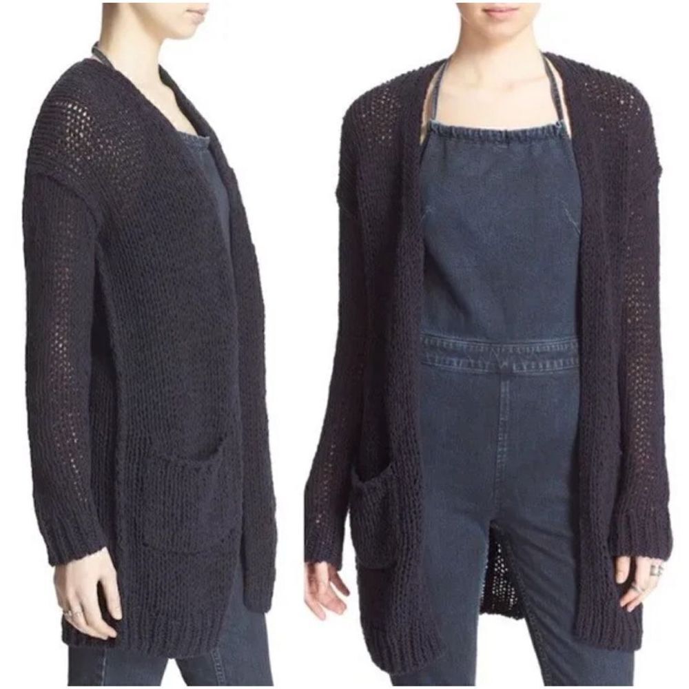 Free People simply sienna longline cardigan navy combo women cardigan size XS